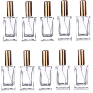 Cam Yeniden Doldurulabilir Sprey Kolonya Boş Parfüm Şişesi Altın Renk Kapaklı 50 ml x 10 Adet