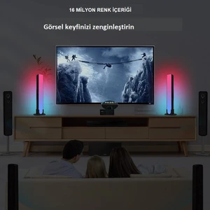 Yenitech-Wifi LED Işık Çubuğu Rgb Atmosfer Ortam Müzik Tv Oyun  Senkronizasyon Dekorasyon Gece Lambası