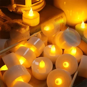 Warm Light Candles 24 Adet Gün Işığı LED Işıklı Mum Gün Işığı LED Mum Sarı Işıklı Mum Romantik Dekor