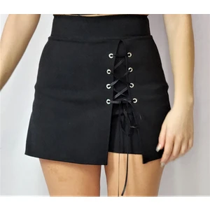 Bağcıklı Dokuma Şort Etek