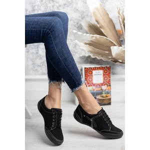 Ortopedik Ped Bağcıklı Siyah Ayakkabı