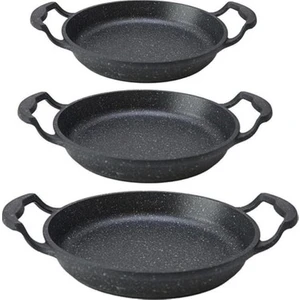 3 Lü Döküm Sahan Set 18 cm 20 cm 22 cm Siyah