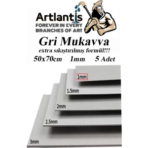 Mukavva Gri 1 mm 50X70 cm 5 Adet Sert Karton Ekstra Sıkıştırılmış 50*70 Mukavva Gri Renkli 5 Adet