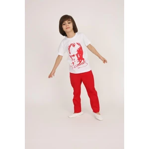 Fires Giyim Erkek Çocuk 23 Nisan 29 Ekim Atatürk Baskılı T-Shirt Pantolon Takım Gösteri Kıyafeti