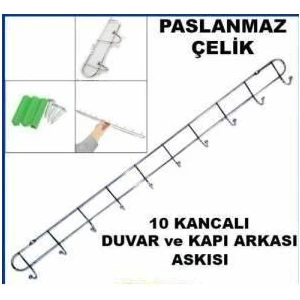 En Sağlam Askı 10 Kancalı Kromajlı Paslanmaz Çelikten Duvar ve Kapı Askısı