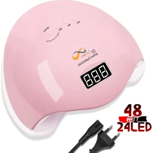 Pembe 48 Watt 24 LED Uv LED Kalıcı Oje Protez Tırnak Kurutucu Lamba Sun
