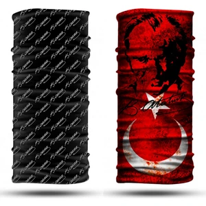 Dair Aksesuar Atatürk Desenli 2'li Set Boyunluk Bandana Outdoor Balaklava Yüz Maskesi Kafa Bandı