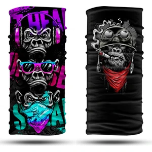 Dair Aksesuar Maymun Desenli 2'li Set Boyunluk Bandana Outdoor Balaklava Yüz Maskesi Kafa Bandı