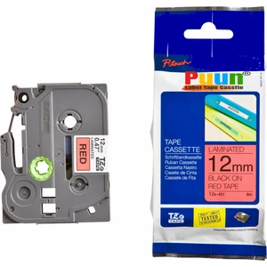 Brother P-Touch TZE-431 12MM x 8m Kırmızı Üzerine Siyah Muadil Laminasyon Etiket Şeridi