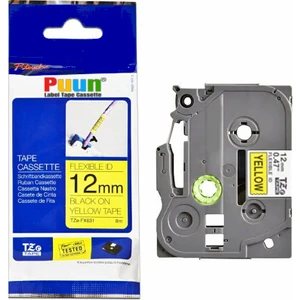 Brother P-Touch TZE-FX631 12MM x 8m Sarı Üzerine Siyah Esnek Muadil Laminasyon Etiket Şeridi