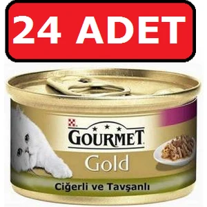 Purina Gourmet Gold Ciğerli ve Tavşanlı Parça Etli Kedi Konservesi 24 Adet 85 gr Yaş Mama