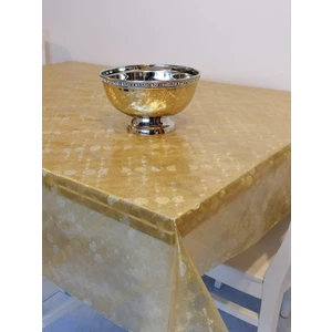 Başak Ev Tekstili Gold Simli 0.018 mm Pvc Muşamba - Desenli Silinebilir Şeffaf Masa Örtüsü