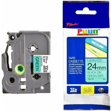 Puun Brother P-Touch TZE-751 24MM x 8m Yeşil Üzerine Siyah Fiyatı