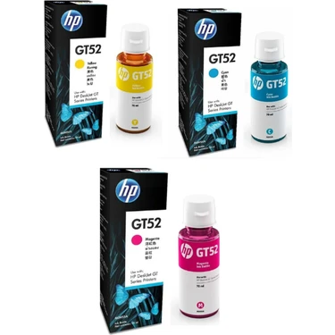 HP GT52 Gt-52 Deskjet GT-5820 3 Renk Orjinal Mürekkep Seti 70ML. 
