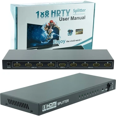 Rewel Powermaster PM-14218 1.4V 1080P 8 Port HDMI Splıtter Dağıtıcı 