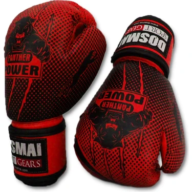 Dosmai Panther Power Serisi 12 Oz Kırmızı Boks Kick Boks Eldiveni PU Malzeme ile Erkek Kullanımına