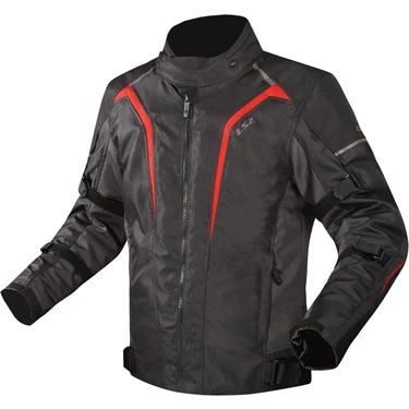 Ls2 Sepang 4 Mevsim Motosiklet Montu Siyah-Gri-Kırmızı Su Geçirmez 5XL Beden Üstün