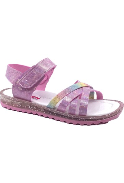 ARZEN 3998 Simli Bantlı Kız Çocuk Sandalet Ayakkabı