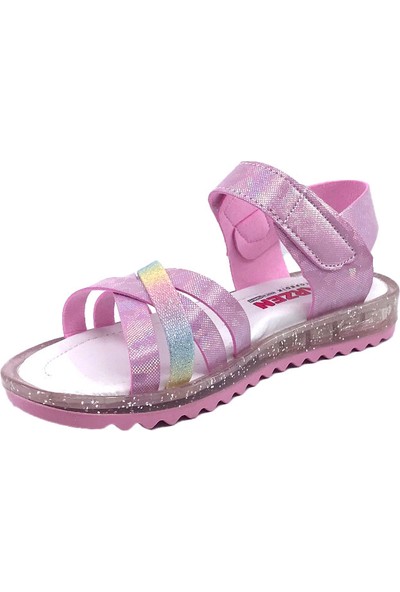 ARZEN 3998 Simli Bantlı Kız Çocuk Sandalet Ayakkabı