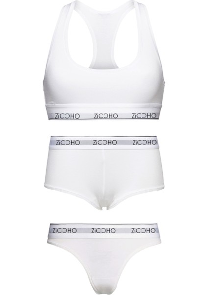 Kadın Basic 3'lü Büstiyer Boxer String Takım
