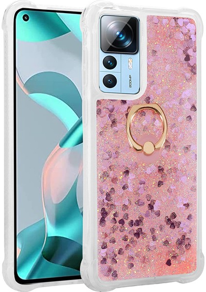 Xiaomi 12T Pro Kılıf Milce Yüzüklü Akışkan Sıvılı Silikon + Ekran Koruyucu