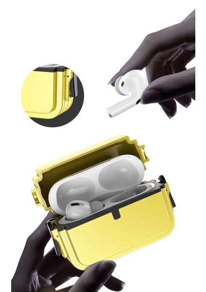 Apple Airpods Pro 2 Uyumlu Tank 360 Tam Koruma Zırh Kılıf+Asma Aparatlı