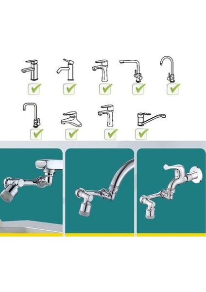 1080 Derece Dönebilen Robotik Kol Musluk Başlığı - Musluk Uzatma Aparatı Ucu