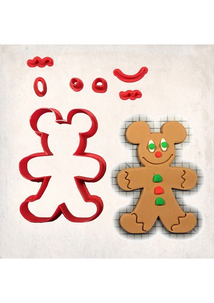 Mickey Gingerman Detay Kurabiye Kalıp Seti 6’lı