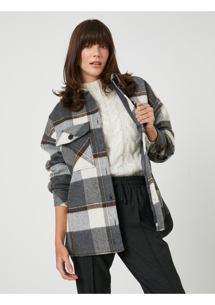 Şahika Ercümen x Koton - Oduncu Gömlek Ceket Cep Detaylı