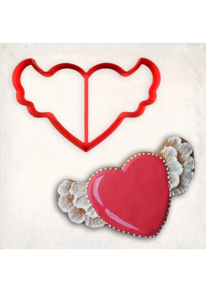 Kalp Kanatlı Kurabiye Kalıbı Şekillendirici Kopat 14 cm