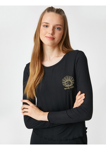 Pijama Üstü Uzun Kollu Dokulu Nakışlı