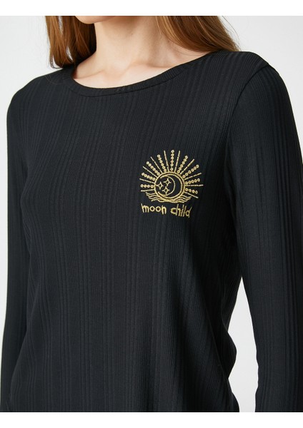 Pijama Üstü Uzun Kollu Dokulu Nakışlı