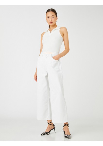 Yüksek Bel Kot Pantolon Bilek Boy Geniş Paça - Victoria Crop Jean fiyatları