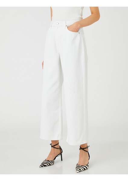 Yüksek Bel Kot Pantolon Bilek Boy Geniş Paça - Victoria Crop Jean modelleri