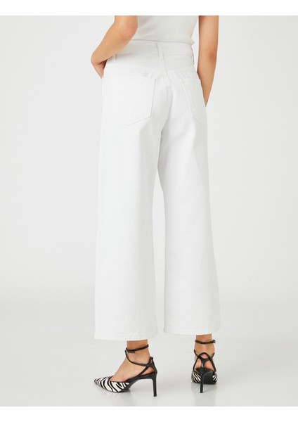 Yüksek Bel Kot Pantolon Bilek Boy Geniş Paça - Victoria Crop Jean fırsatları