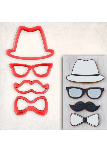 Adam Bıyıklı Kurabiye Kalıp Set 4’lü