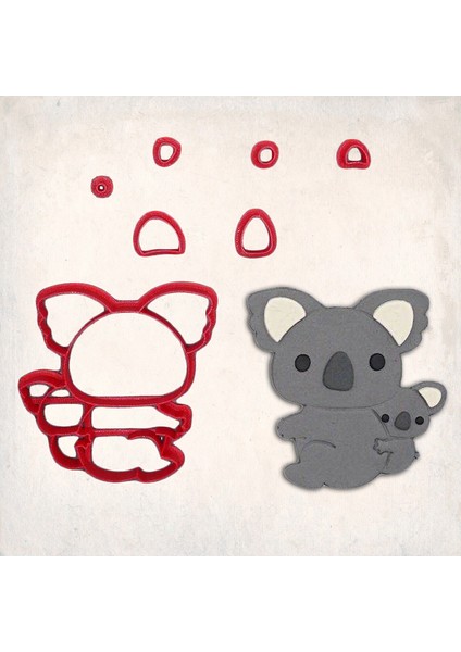 Koala Anne ve Bebek Detay Kurabiye Kalıp Seti 7’li