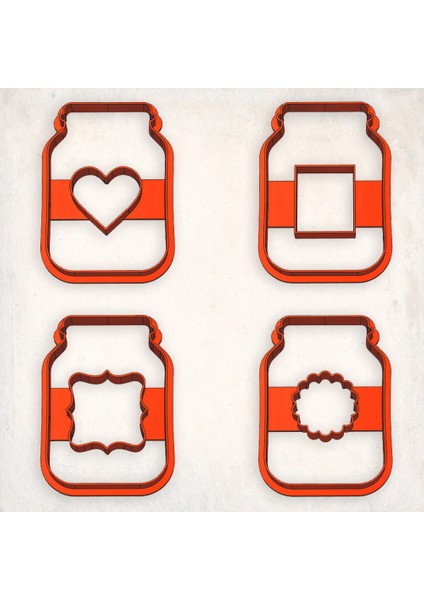 Kavanoz Kurabiye Kalıbı Şekillendirici Kopat Set 4'lü