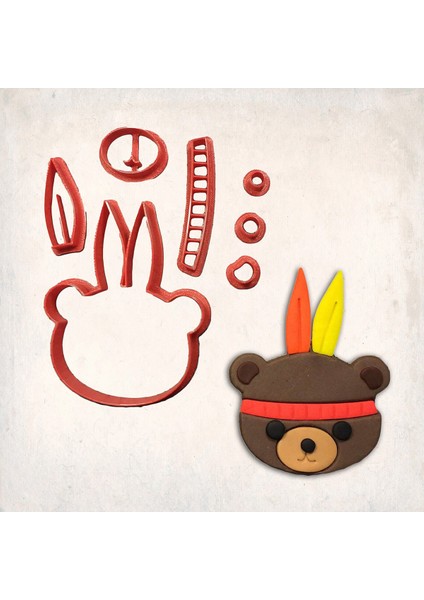 Kızılderili Ayı Detay Kurabiye Kalıp Seti 7’li