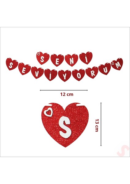 Kalpli Seni Seviyorum Simli Eva Banner, 2 mt
