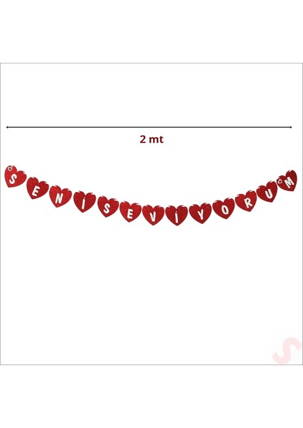 Kalpli Seni Seviyorum Simli Eva Banner, 2 mt