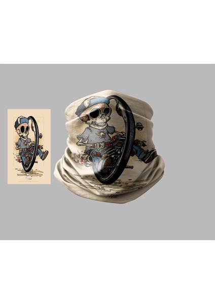 Bisiklet Tasarımlı Motorcu Buff Maske Outdoor Boyunluk Unisex Bandana