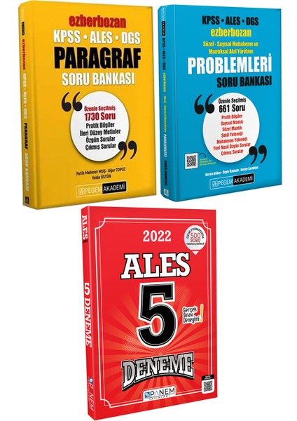 2023 Ezberbozan Problemler Sb + Ezberbozan Paragraf Sb + Panem ALES 5 Deneme