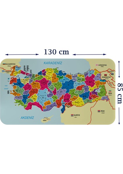 Harita Sepeti Eğitici ve Öğretici Detaylı Dekoratif Komşulu Türkiye Haritası Duvar Sticker 3845