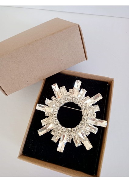 Kristal Taşlı Güneş Broş