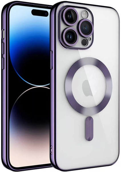 Apple iPhone 14 Pro Kılıf Kamera Korumalı Magsafe Wireless Şarj Özellikli Demre Kapak Derin Mor Telefon Kılıfı