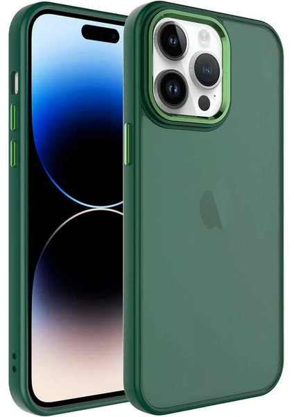 Apple iPhone 14 Pro Kılıf Buzlu Sert Pc May Kapak Koyu Yeşil Telefon Kılıfı