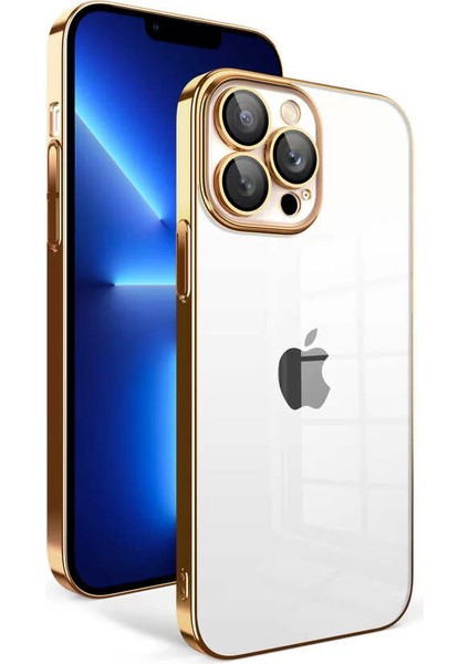 Apple iPhone 12 Pro Kılıf Kamera Korumalı Renkli Çerçeveli Garaj Kapak Gold Telefon Kılıfı