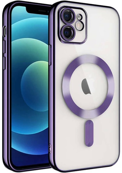 Apple iPhone 11 Kılıf Kamera Korumalı Magsafe Wireless Şarj Özellikli Demre Kapak Derin Mor Telefon Kılıfı