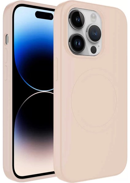 Apple iPhone 12 Pro Max Kılıf Magsafe Wireless Şarj Özellikli Pastel Renk Silikon Plas Kapak Pembe Açık Telefon Kılıfı